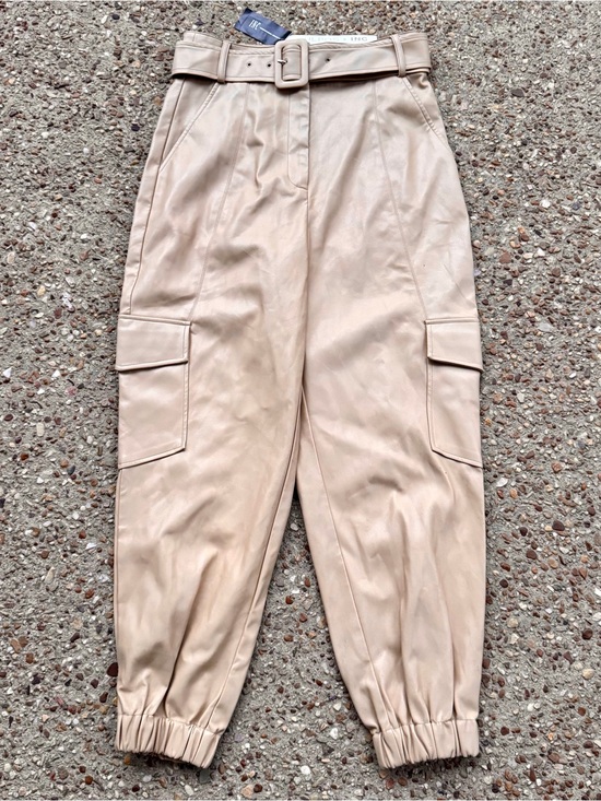 Culpos Pants - NWT Culpos x INC Faux Leather Khaki Cargo Pants Size 8